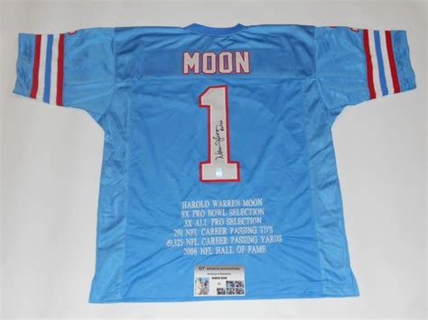 #1 WARREN MOON Houston Oilers NFL QB Blue Stats Throwback Jersey ...