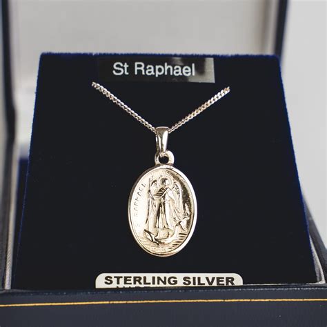 Sterling Silver St Raphael medal on 16″ chain | Welcome to St Brigids Knock