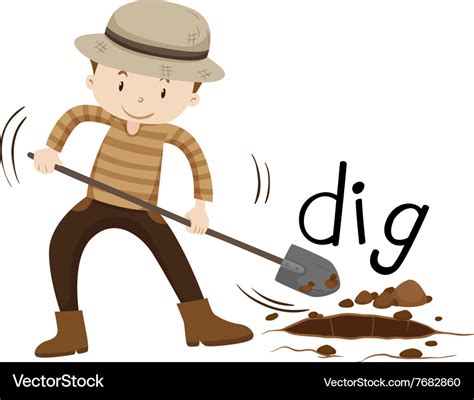 Man with shovel digging a hole Royalty Free Vector Image