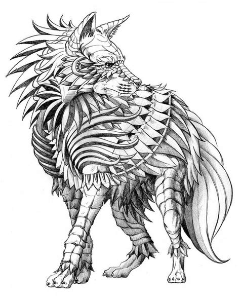 Animals Drawings Detailed with Elaborate Geometric Shapes | Wolf tattoo design, Wolf tattoos ...