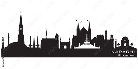 Karachi Pakistan city skyline vector silhouette Stock Vector | Adobe Stock