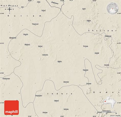 Shaded Relief Map of Ujjain