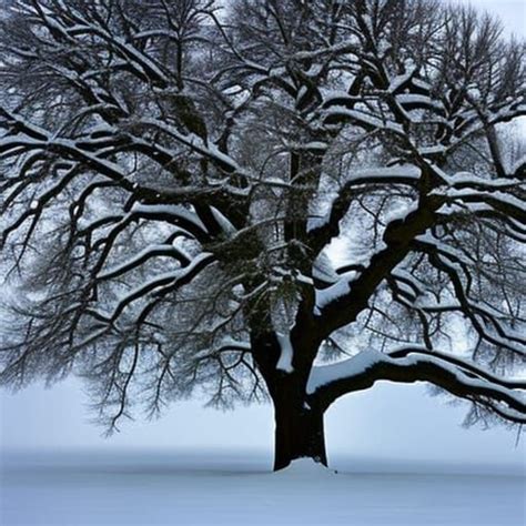 snowy oak tree - AI Generated Artwork - NightCafe Creator