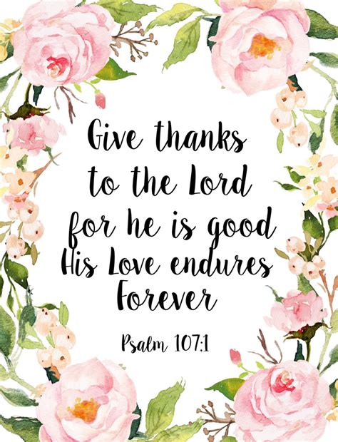 Give Thanks To The Lord Psalm 107 1 Printable Bible Verse | Etsy