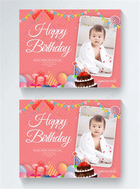 Pink baby birthday card template image_picture free download 465539603 ...