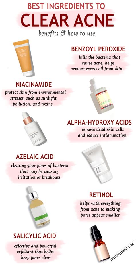 BEST SKINCARE INGREDIENTS TO CLEAR ACNE - The Little Shine