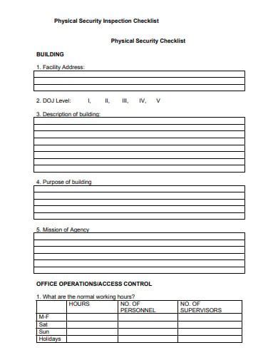 7+ Physical Security Audit Checklist Templates in Doc | PDF