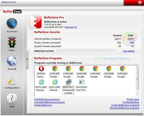 BufferZone Pro screenshot and download at SnapFiles.com