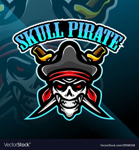 Skull pirates mascot gaming logo design Royalty Free Vector