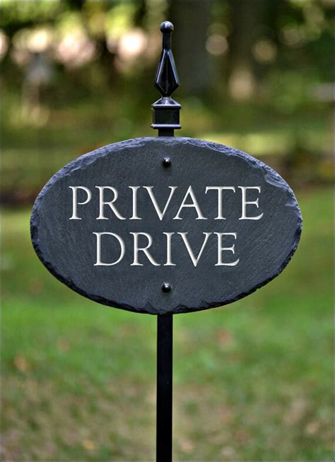 Carved PRIVATE DRIVE Slate w/ Lawn Stake Sign / Property / No