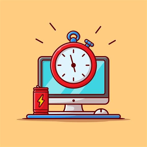 Time Work Cartoon Vector Icon Illustration. Technology Business Icon ...