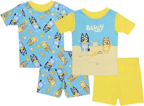 Bluey Boys' 4-Piece Cotton Beach Pajama Set Size 2T, 3T, 4T