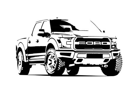 Ford F150 outline B&W front side view vector vectorized print | Etsy