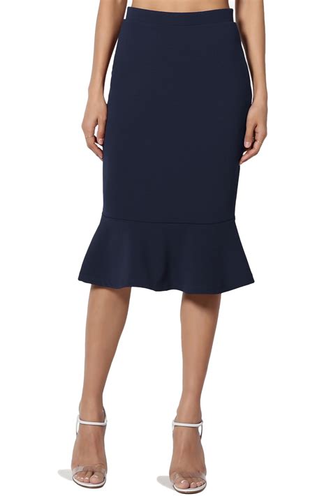 TheMogan - Women's Peplum Fit And Flare Knee Length Elastic High Waist Midi Skirt - Walmart.com ...