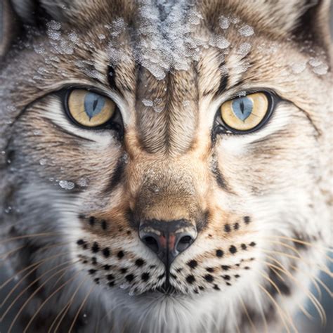 Premium Photo | A close up of a lynx with snow on its face generative ai