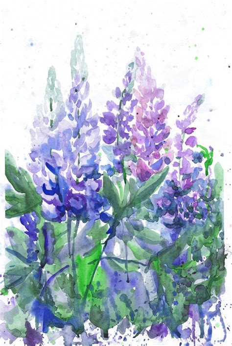 Watercolor Flowers Bluebonnet PaintingTexas Bluebonnets by ValrArt