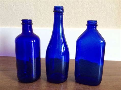 Set of 3 Vintage Cobalt Blue Glass Bottles | Blue glass bottles, Cobalt glassware, Blue glass