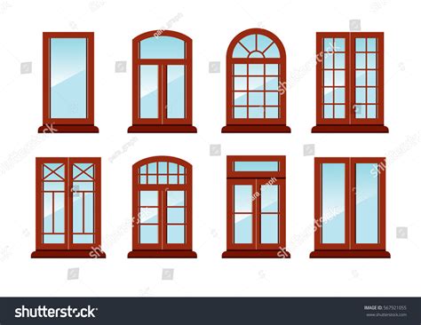 Various Designs Brown Window Frames Vector Stock Vector (Royalty Free) 567921055 | Shutterstock