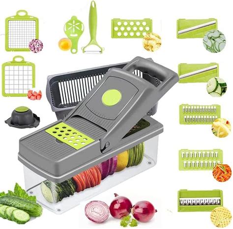 the vegetable slicer is open and ready to be cut into pieces with other ...