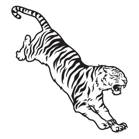 Tiger attacking prey stroke - Transparent PNG & SVG vector file