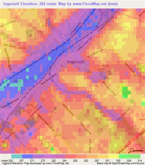 Elevation of Ingersoll,Canada Elevation Map, Topography, Contour