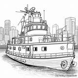 Tugboat Coloring Page sketch template