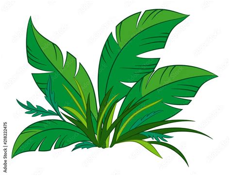 Nature Symbol, Cartoon Tropical Plant with Green Leaves, Isolated on ...