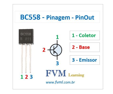 Pinagem - Pinout - Transistor - PNP - BC558 - Características - FVML