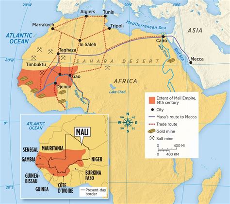 The 1324-25 pilgrimage route of Mansa Musa, ruler of the Mali Empire. : r/MapPorn