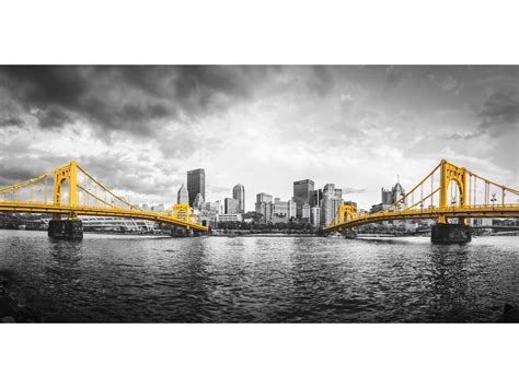 canvas Pittsburgh Bridges Black and White Photo Pittsburgh Skyline Picture and photo paper ...