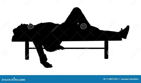 Man Deeply Sleeping Or Drunk, Laying Outdoors On A Wooden Park Bench ...