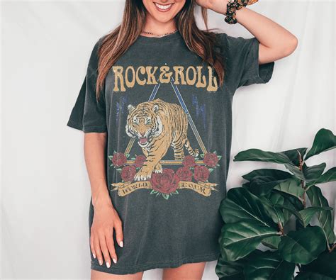 Rock and Roll Tee Rock N Roll T-shirt Concert Tee Tiger - Etsy