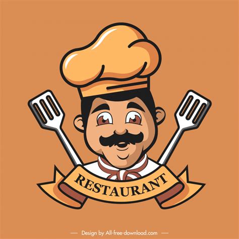 Logo restaurant template funny cartoon cook Vectors images graphic art designs in editable .ai ...