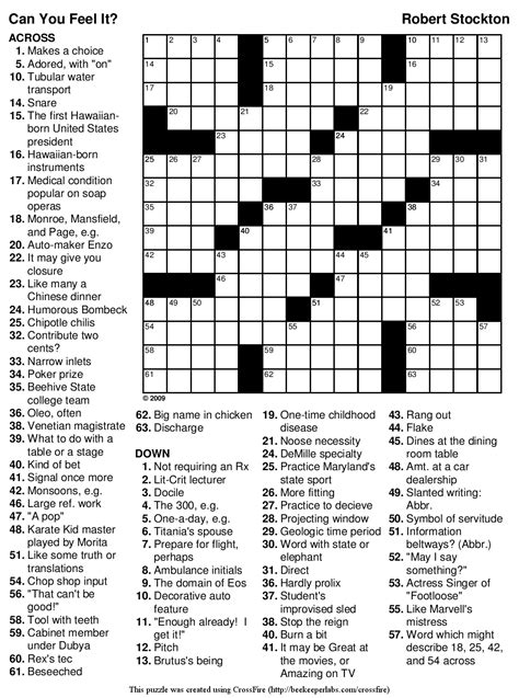 Free Crossword Puzzle #88: \"Can You Feel It?\" | Beekeeper Crosswords