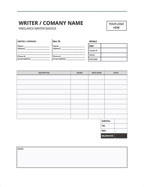 Free Freelance Writer Invoice Template | PDF | WORD | EXCEL