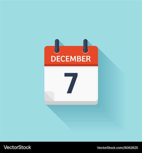 December 7 flat daily calendar icon Date Vector Image