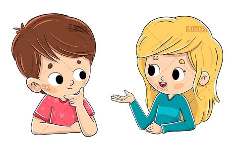 Couple of children talking to each other | Ilustración de los niños ...