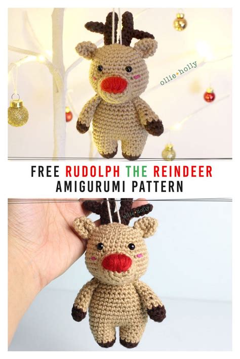 Free Rudolph the Reindeer Ornament Amigurumi Pattern - Ollie + Holly ...