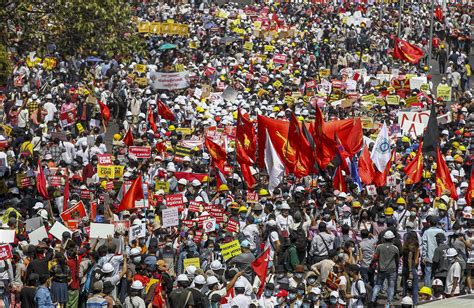 Myanmar sees largest anti-coup rallies since troop deployment | Daily Sabah