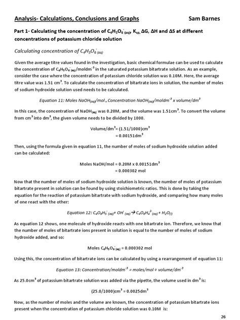 Calculating Entropy, Enthalpy Change and Solubilty Product of The Dissolution of Potassium ...