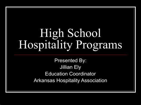 High School Hospitality Programs