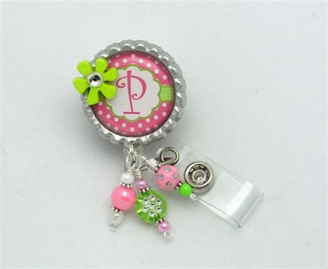 Personalized Badge Reels Initial Badge Clips Monogrammed