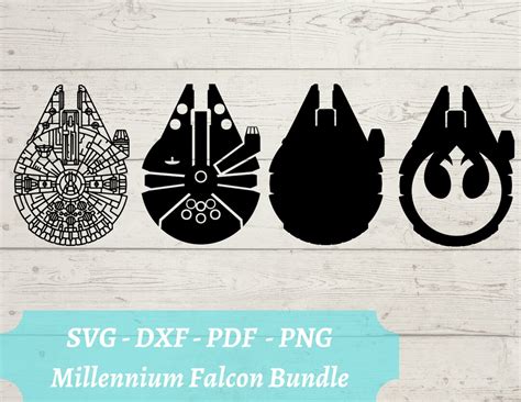 Millennium Falcon Bundle SVG File, Star Wars Rebel Ship Download Digital File Dxf, Pdf, Png ...