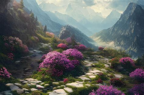 Premium Photo | Sunrise in the alps mountains color illustration