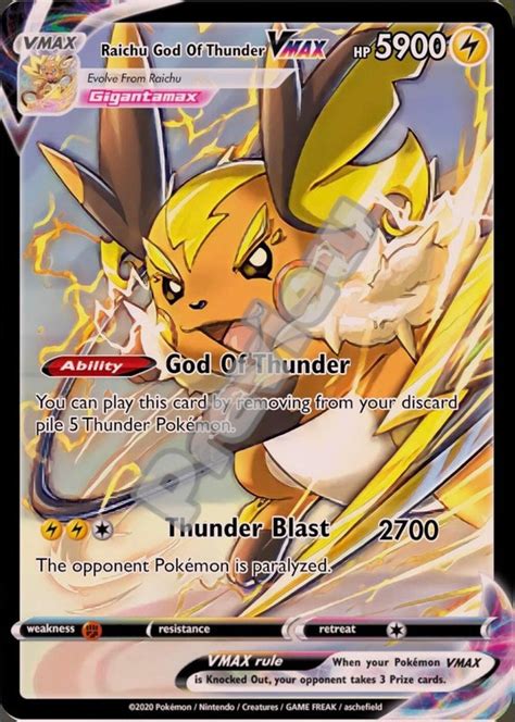 Raichu God of Thunder VMAX Pokemon Card - Etsy Ireland