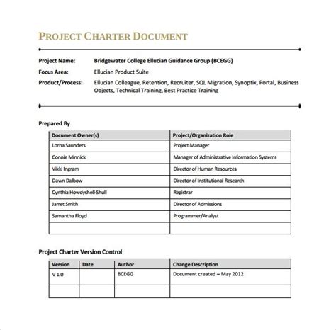 Free 8+ Project Charter Templates In Pdf | Ms Word intended for ...