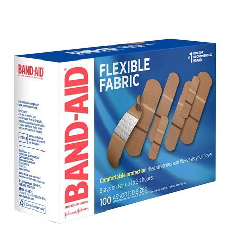 Band-Aid Brand Flexible Fabric Adhesive Bandages for Wound Care & First Aid, Assorted Sizes, 100 ...