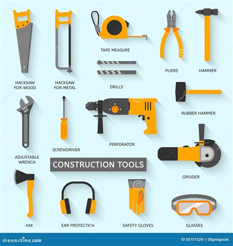 Construction Tools Vector Icons Set Stock Vector - Illustration of ...