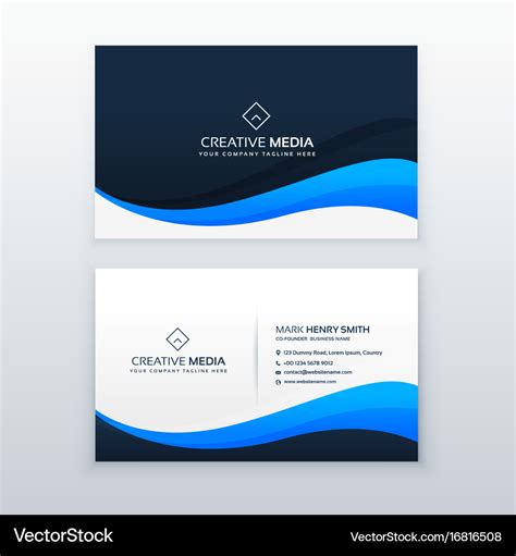 Stylish blue wave business card design Royalty Free Vector