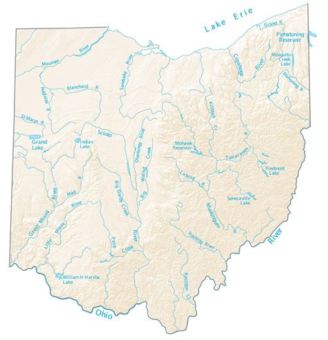 Ohio Lakes and Rivers - Large MAP Vivid Imagery-12 Inch BY 18 Inch ...